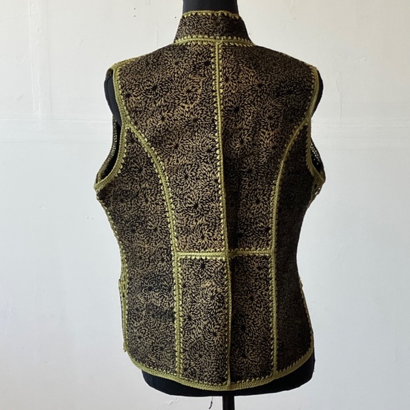 Vintage, black, green and gold leather vest - Picture 5 of 7